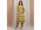 2 Piece Printed Polo Cotton Suit for Women – Unstitched Yellow