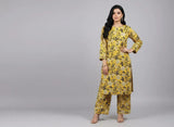 2 Piece Printed Polo Cotton Suit for Women – Unstitched Yellow
