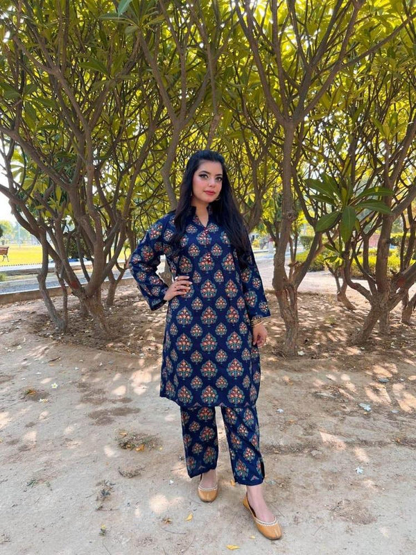 2 Piece Printed Linen Suit for Women – Stitched Shirt & Trouser