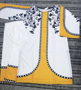 2 Piece Printed Grip Silk Suit for Women – Stitched Mustard Kurta Set