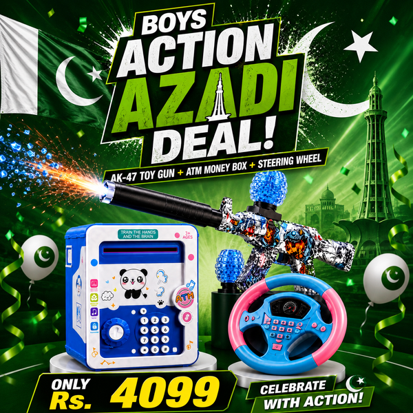 Boys Action Combo – AK-47 Gun, ATM Box & Steering Wheel