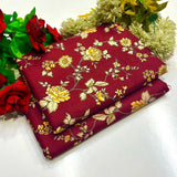 Maroon Printed Polo Cotton 2 Piece Suit for Women | Printed Shirt & Trouser