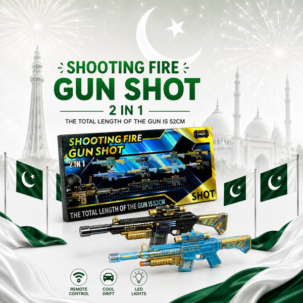 Electric Fire Spray Toy Gun with Music, LED Lights & Scope for Kids
