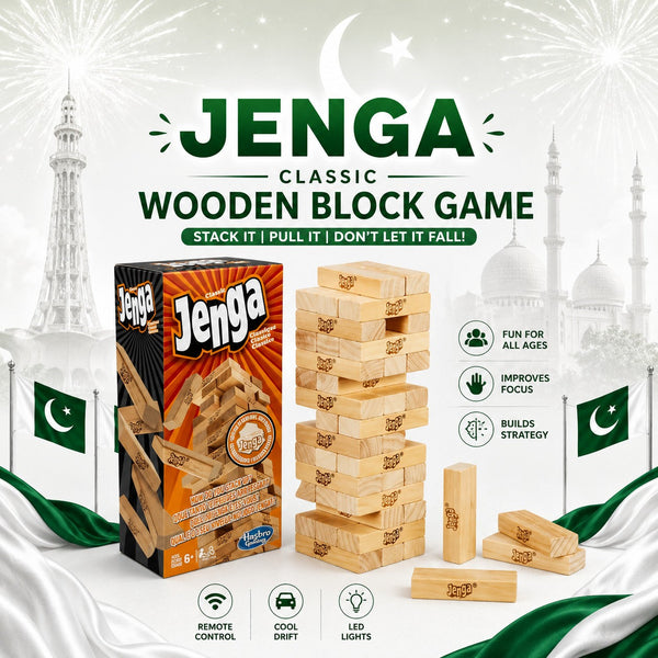 Hasbro Jenga Tower Game with 42 Wooden Blocks for Kids & Family