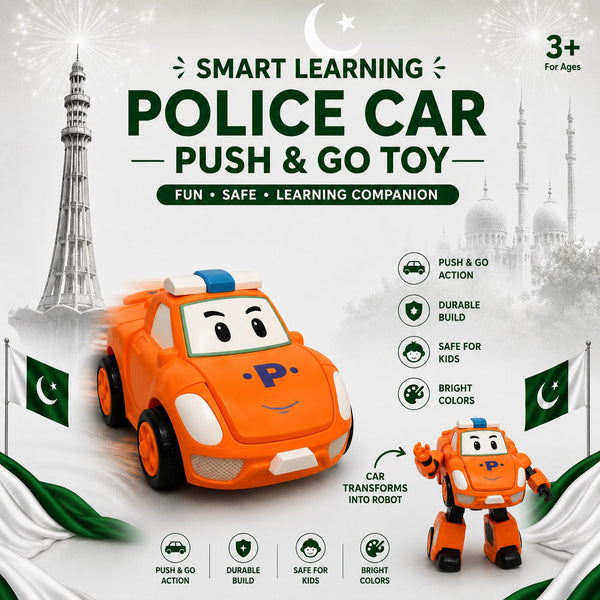 Cartoon Police Car Toy for Kids | Push & Go Friction Vehicle