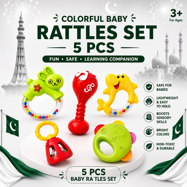 5 Pcs Baby Rattle Toy Set – Colorful Baby Toys