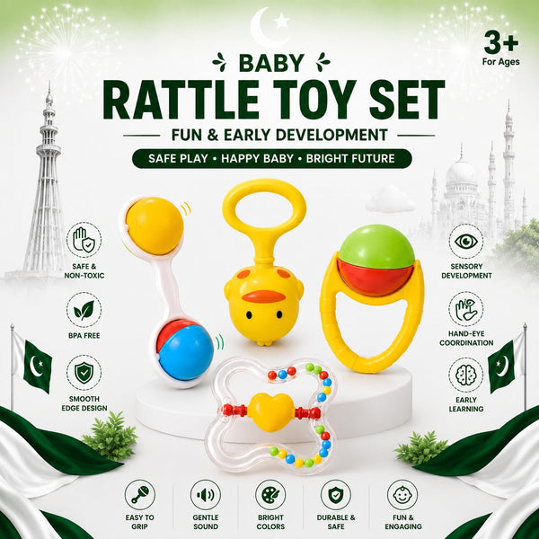 4 Pcs Baby Rattle Toy Set – Colorful Infant Learning Toys