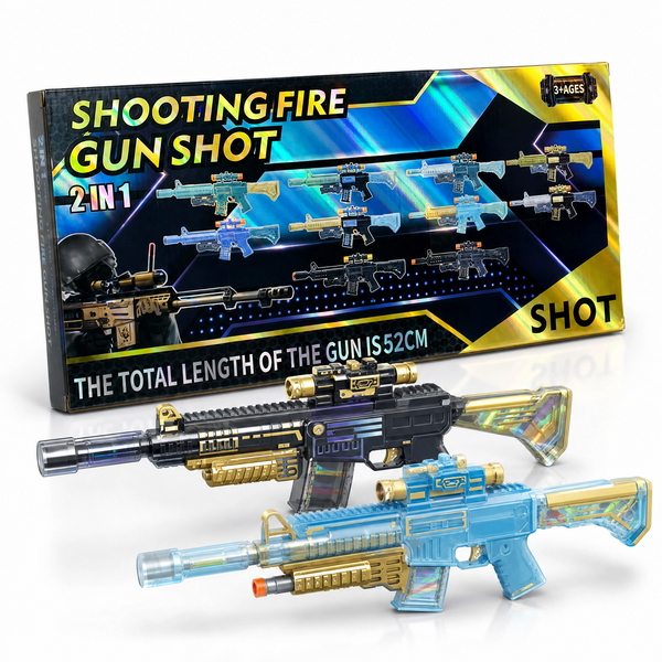 Electric Fire Spray Toy Gun with Music, LED Lights & Scope for Kids